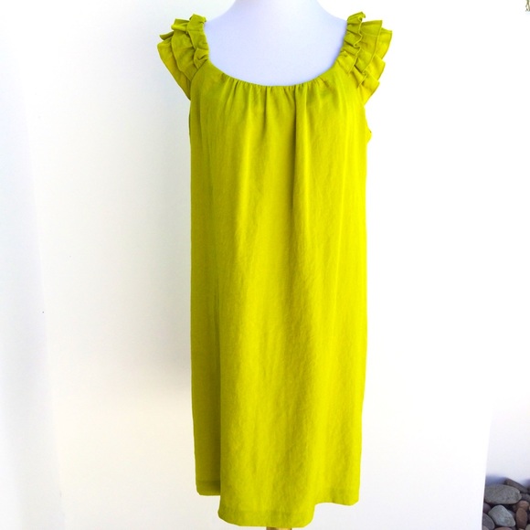 Karen Stevens Lime Ruffled Crinkle Crepe Dress - Picture 1 of 4